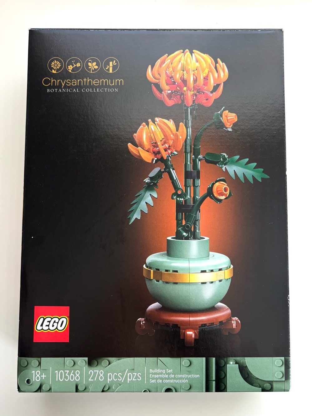 LEGO Orange Chrysanthemum with Green Foliage